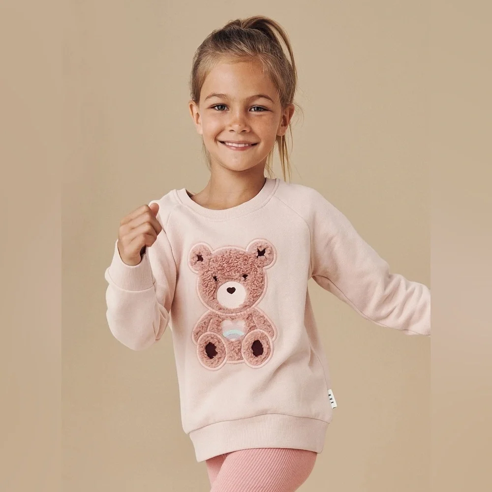 Huxbaby Pink Organic Rainbow Bear  Matching Set sz 7 color Rose
